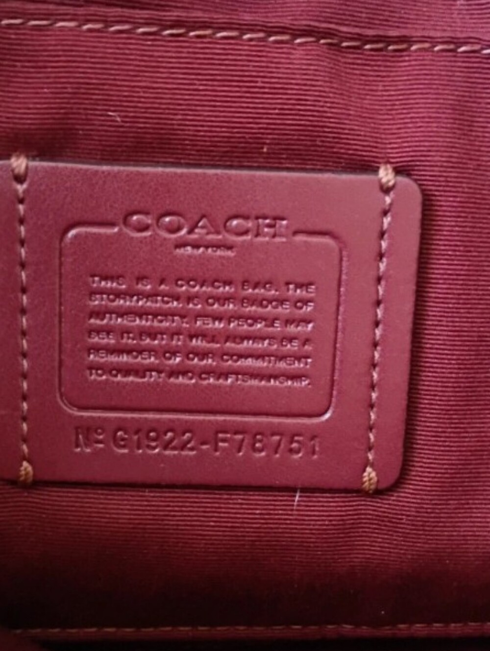 Coach Surrey Carryall Wine Red Signature Debossed Leather Satchel F78751 - Picture 2 of 10